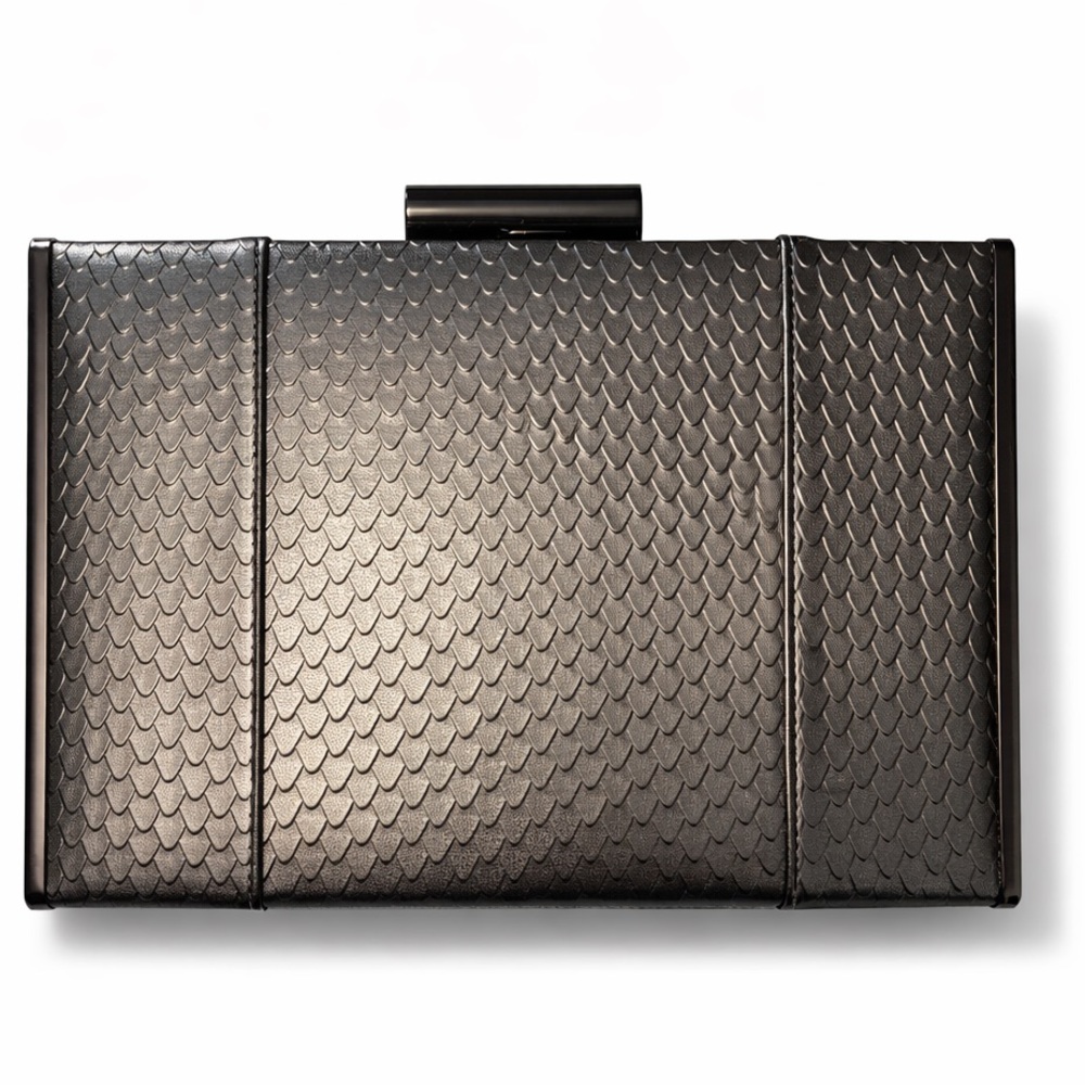 Inge Christopher Silver Metallic Evening Clutch